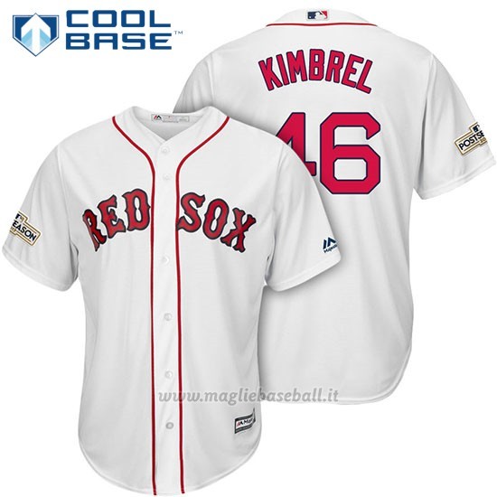 Maglia Baseball Uomo Boston Red Sox 2017 Postseason 46 Craig Kimbrel Bianco Cool Base
